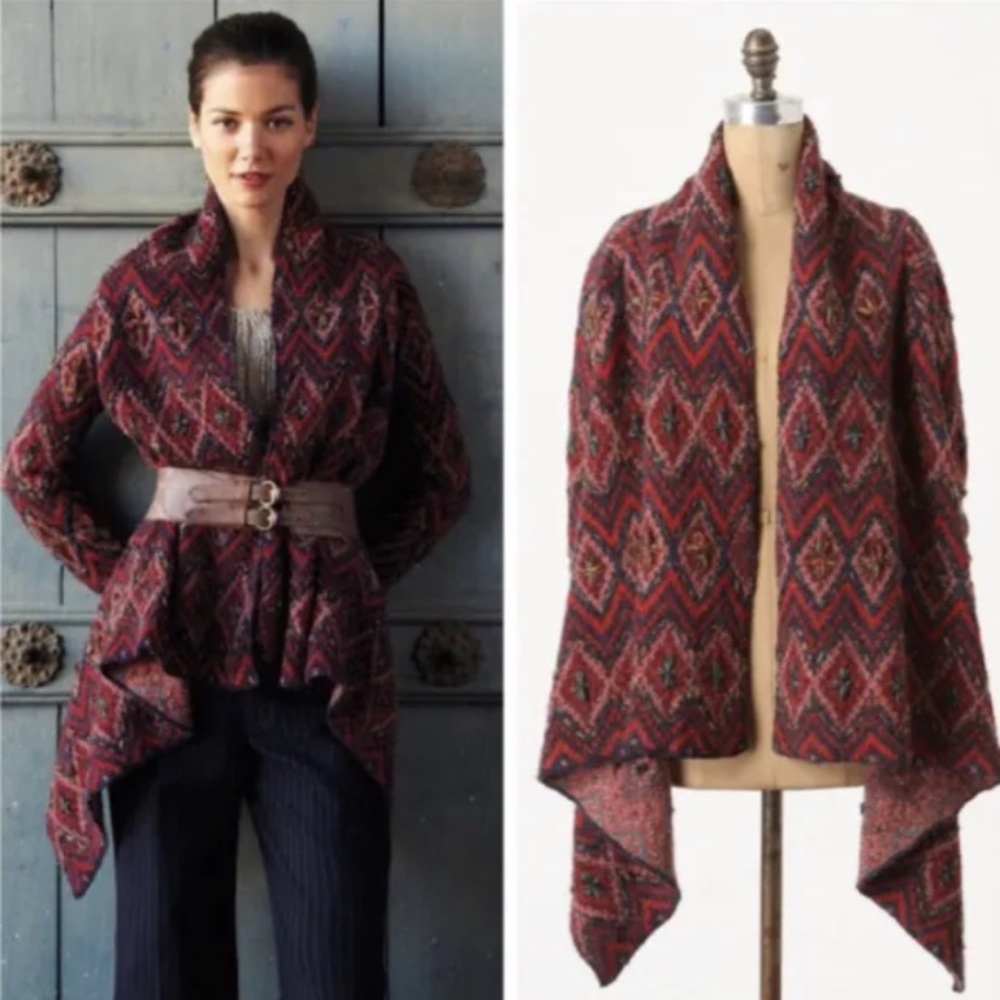 Anthropologie Sleeping on Snow Wool Blend Echoing Cardigan size Small pre-owned